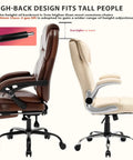 Big And Tall Heavy Duty Reclining Office Chair With Footrest 400 Lb Capacity Brown Leather Executive Desk Chair side view