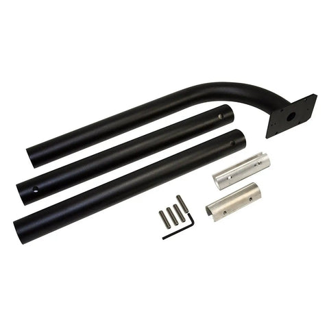 Powder Coated Black Keypad Mounting Post For Gate Opener System, 22 Inch Aluminum, assembly parts visible