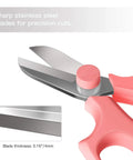 Flower Pruning Scissors For Gardening Strong Floral Shears With Premium Steel Blade close-up showing pink handle and steel tip.