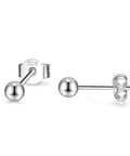 Sterling Silver Stud Earrings Unisex 3mm Small Round Ball Hypoallergenic Jewelry for Women and Men, Easy Everyday Wear, Low Key Minimalist Style, Durable Nickel Free Gift Idea. 925 silver ball studs back view