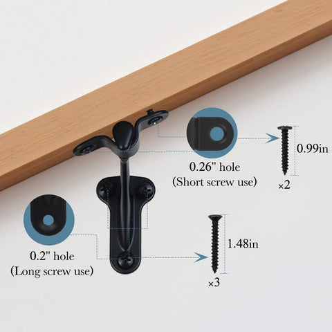 Heavy Duty Adjustable Handrail Brackets For Stairs Zinc Alloy Construction Matte Black Finish with installation details