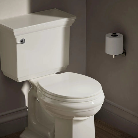Brevia Round Toilet Seat With Quick Release Hinges And Quick Attach Hardware For Easy Clean Biscuit Color with Grip Tight Bumpers