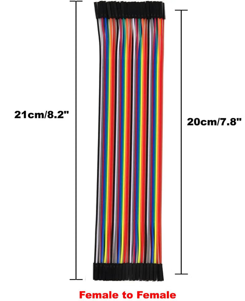 40 Piece 20 Cm Female To Female Multicolor Breadboard Jumper Wires Set For Arduino Projects Eight Inch Flexible Copper Cables Each Wire Easily Separable For Custom Prototyping And Easy DIY Electronics, 20cm female-to-female multicolor jumper wires