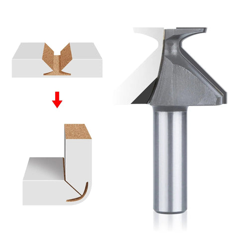Half Inch Shank R18 Seamless Woodworking Router Bit Arc Bending Integrated Milling Cutter Carbide Tip V Bit for chamfering.