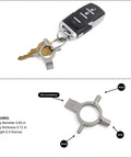 Compact Photography Keychain Multi Tool With 3mm 4mm And 3 Sixteenth Inch Allen Wrenches Plus Flat Head Screwdriver shown on keyring
