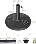 Heavy Duty Patio Umbrella Base Stand With Concave Radial Pattern Cast Resin Outdoor Weatherproof Black Beefed Up Durable Holder