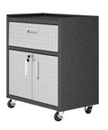 Fortress Mobile Garage Storage Cabinet On Wheels With Full Extension Drawer And Adjustable Shelves In Durable Stainless Steel