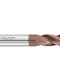 Carbide End Mill Four Flute Stub With Radius Of Three Hundredths Of An Inch CCT One Coated Quarter Inch Diameter Half Inch Length Of Cut
