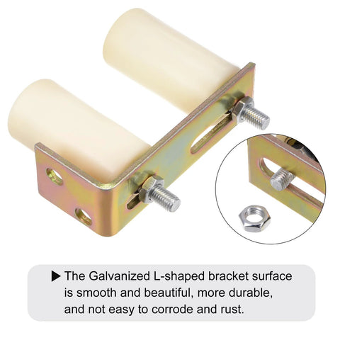Slide Gate Guide Roller Set With 4-Inch Adjustable Nylon Rollers And L-Shape Bracket, side view showing bracket details.
