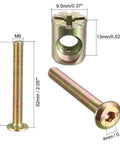 M6x50mm Hex Furniture Bolt And Barrel Nut Set For Wood Cabinet Assembly, Heavy Duty Carbon Steel With Zinc Plating
