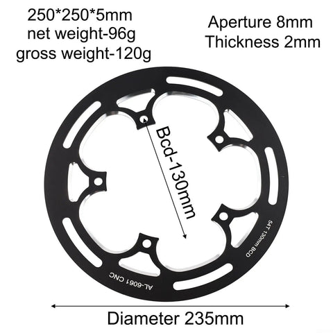 Chainring Guard For 130 BCD Aluminum Alloy Crankset Tooth Protector And Spider Shield For 50T To 54T Single Ring Black