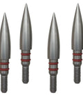 Stainless Steel Screw In Field Point Arrowheads Set For Archery 100 125 150 200 300 Grains, 4 arrowheads front view
