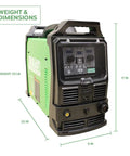 Heavy Duty 80 Amp Cnc Plasma Cutter With Ptm Machine Torch And Blowback Ignition For Painted Or Rusted Metals Includes 24 Foot Cable With Euro Quick Connect side view with dimensions shown.