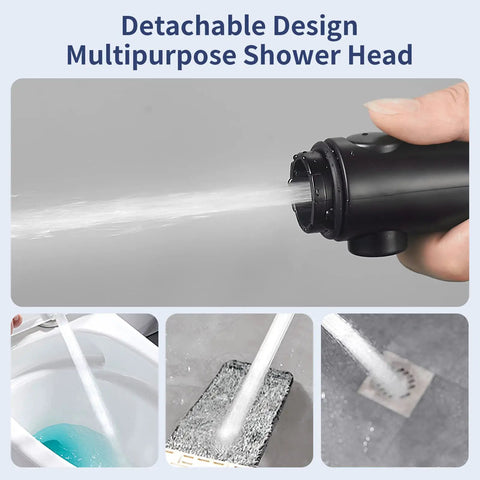 High Pressure Shower Head With Pause Button And Three Spray Modes For RV Camper in use, spraying water on surfaces