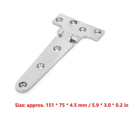 Beefy Marine Grade 316 Stainless Steel Heavy Duty Door Hinge for Indoor Outdoor Use with recessed screws and mirror finish shown at angle