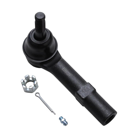 Beefy Front Tie Rods Replacement For 2007-2014 Cadillac Escalade And 2007-2013 Chevy Silverado 1500 Suburban 1500 Avalanche EXT Durable Steering Rods For Smooth, Dependable Steering Performance, black steel tie rod end with cotter pin and castle nut