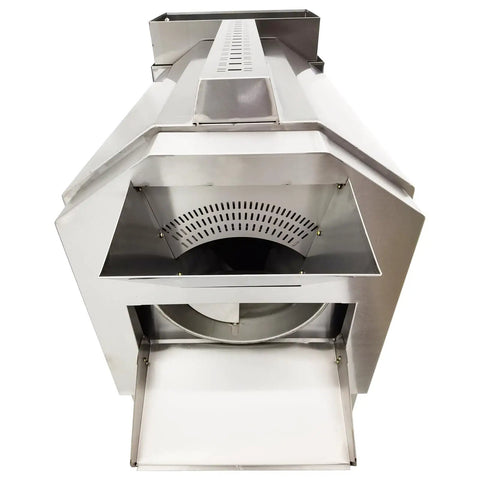 Heavy Duty Electric Coffee Roaster Commercial Bean Roasting Machine For Nuts Peanuts And Chestnuts With Precision Heat Control No Fuss Operation Smooth Operator Gear For Serious Hustlers 220V, stainless steel drum view from top.