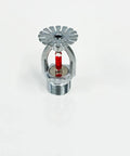 Top Notch Two Pack Fire Sprinkler Heads With Automatic One Fifty Five Degree Fahrenheit Activation For Serious Safety Needs Built Tough For Any Building In A Simple Pendant Down Spray Mount That Handles Extreme Heat Without Breaking A Sweat - close-up view of a metal sprinkler head with a red sensor.