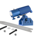 Three-Axis Blade Light Duty Workshop Knife Vise Tool With 360-Degree Swivel Base in blue with components shown
