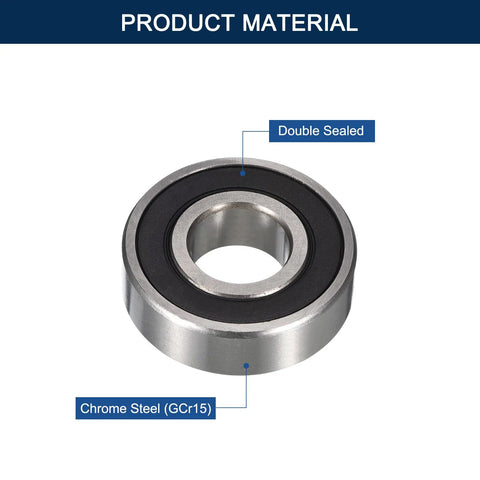 HiPicco 1602-2RS miniature deep groove ball bearing, chrome steel, double sealed, 1/4 inch bore.