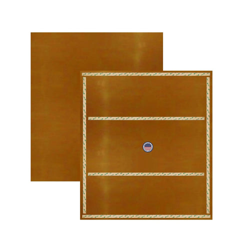 Rock Solid Door Armor Plates With Easy Peel And Stick Adhesive For Interior Wall Guard And Kick Protection Featuring Top Shelf Shiny Brass Finish Hard Anodized Aluminum Construction Built Different For Standard 30 By 34 Inch Fit