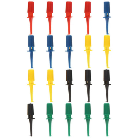 Color Coded Test Clip Probes For Multimeter Set 20 PCS Mini Grabber Leads Spring Loaded Clips For Electronics Repair