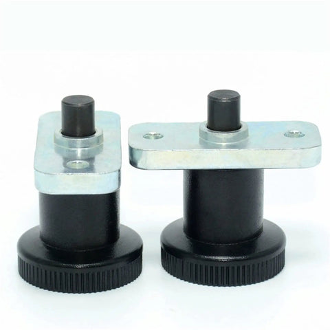 Heavy Duty Flange Mount Indexing Plunger With Dependable Spring Pin And Smooth Plastic Knob GN608 Model side view image showing black and silver components.
