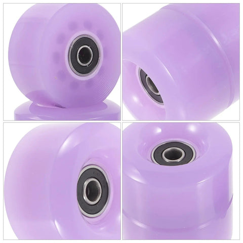 4 Pack Roller Skate Wheels With Bearings Semi Jelly Purple For Outdoor And Indoor Quad Skates Replacement Parts Durable PU And Metal Construction Abrasion Resistant And Easy To Install