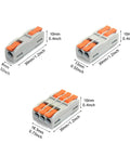 Multi In Out Wire Connector Terminal Block For Fast Tool Free Splicing Of Solid Stranded Copper Cables In Junction Boxes With Flame Retardant Pa66 Housing And Tin Plated Contacts Supporting Up to 32 Amps Perfect For Lighting Projects, size views