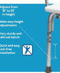Adjustable Height Shower Bench And Transfer Chair For Elderly And Disabled With No Tools Needed And Easy To Level Tub Seat leg