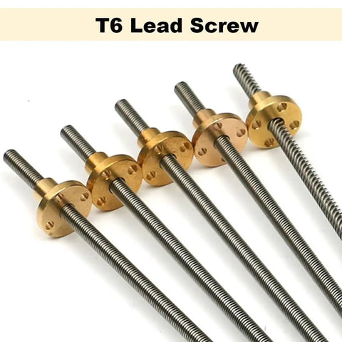 Lead Screw For Linear Motion With Copper Nut, T6 Stainless Steel Trapezoidal Screw, 6Mm Dia, 150Mm to 550Mm Length