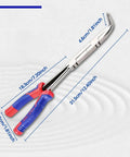 Long Reach 13 Inch Bent Nose Pliers With Dual Pivot And Double Joint Design For Hard To Reach Narrow Spaces Serrated Angled Needle Nose Pliers Ergonomic Non Slip Handle For Precision Tough Jobs, 13-inch high carbon steel, red blue handle
