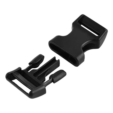 20mm Side Quick Release Buckle Set Of 6 For Luggage And Backpack Straps Durable Plastic Black fits 20mm straps, front view