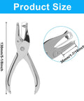 Two Pack One-Eighth Inch Small Hole Punch, metal handheld mini circle hole punch, product dimensions displayed, silver tool
