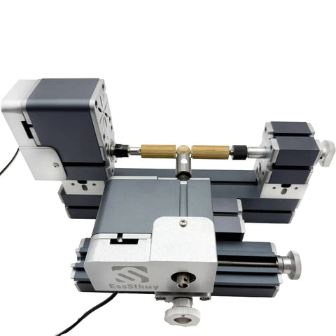 EssEthmy 36W Mini Wood Bead Lathe Machining Machine For DIY Craft Projects And STEM Education Tools showcasing compact design and wood piece mounted.