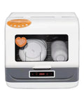 Compact Countertop Dishwasher Featuring Automatic Self Draining Tech A True Kitchen Game Changer For Quick Messes And Tight Spaces with dishes inside.