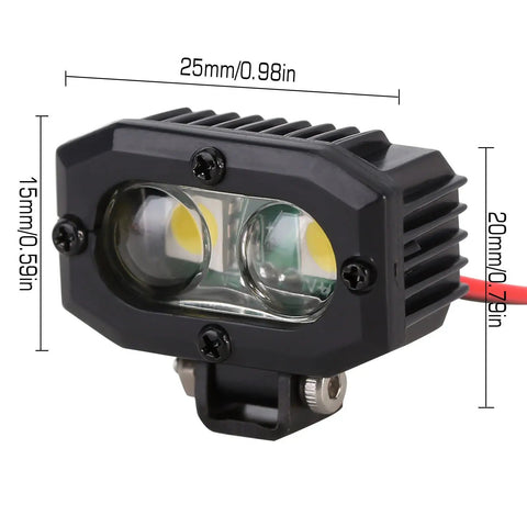 Close-up view of RC Crawler LED Headlights For Axial TRX4 TRX6 SCX10 90046 Wraith Redcat Gen8 One Tenth RC Car, dimensions shown.