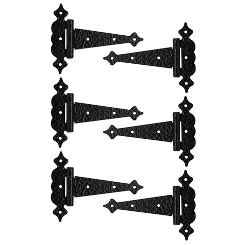 6 Inch Decorative Hammered Steel Rust Resistant Heavy Duty T Hinges Outdoor Tee Hinges For Shed Fence Barn Doors 6 Pack