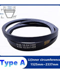 Heavy-Duty Rubber V Belt Type A Drive For Conveyor Systems And Power Transmission, Pro-Grade Belt Strap, Length From 1525 Mm To 2337 Mm, Main Size 2200 Mm, Durable Belt For Machinery, Farm, And Workshop Use, Type A 12.5x1450
