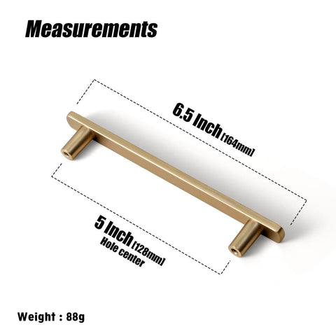 Measurements of Luxurious Zinc Alloy Cabinet Handles With 5 Inch Hole Centers Champagne Bronze Pulls, weight 88g
