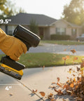 Cordless Portable Jet Blower Dual Battery Beast For Grab And Go Cleanup 200 MPH Air 160000 RPM in use blowing leaves
