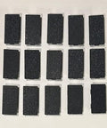 15 Piece End Caps For 2040 Aluminum Extrusion Rails 20x40mm T Slot, top view displaying black end caps in an arranged layout