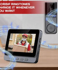 No WiFi Video Doorbell With Monitor, Wireless Doorbell Camera Using 2.4G Module, close-up of screen and doorbell unit
