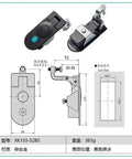 Diagram of Sealed Lever Latch Cam Lock With Swing Handle For Industrial Cabinet Doors, Keyed Locking Security, XK153S Style, 1 Piece