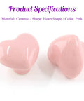 Pink Heart Shaped Ceramic Cabinet Knobs 2 Pack with a glossy finish shown with product specifications details.