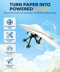 Paper Airplane Kit With Gyro Stabilizer And Dual Propellers For DIY Electric Remote Control Plane in flight illustration