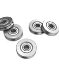 Five Pack V Groove Sealed Ball Bearings, 5mm Bore, 22mm OD, 5mm Thick, V Groove Width 3mm displayed on white background