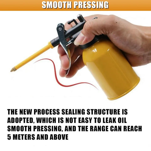GAOLAOSY metal oil can with straight and flexible spout, 250ml yellow hand pump oiler for automotive lubrication