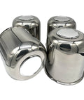 Four Pack 4.25 Inch Center Caps Push Through For Trailer Truck RV Wheel Rims Chrome Stainless Steel Center Bore Anti Rust Waterproof Durable Caps For Heavy Duty Long Lasting Performance