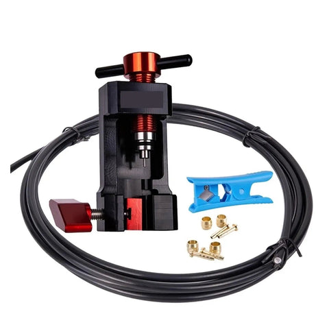 Pro Bike Hydraulic Disc Brake Tool Kit With Pneumatic Grippers, Oil Needle Install Tool, Hose Cutter, Cable Pliers, Connectors, And Insert Press For Easy Hydraulic Installation, Aluminum Alloy, Universal Fit